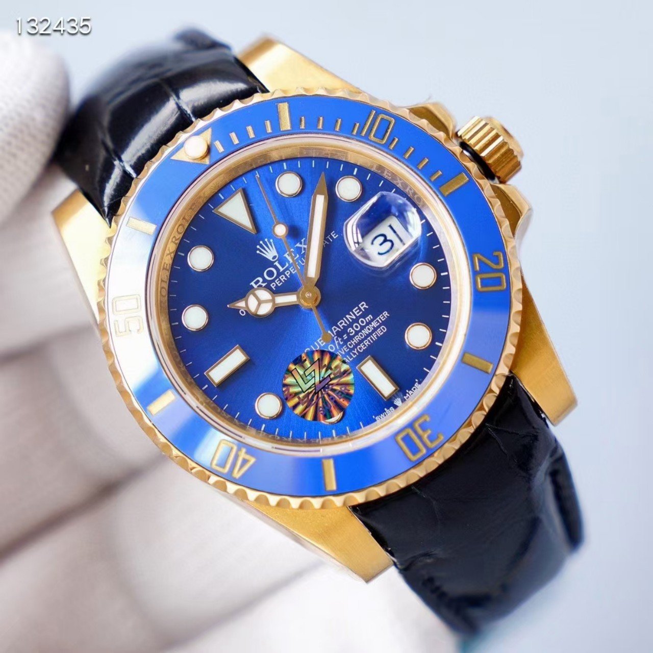 SUBMARINER DATE 41 GOLD CASE LEATHER STRAP